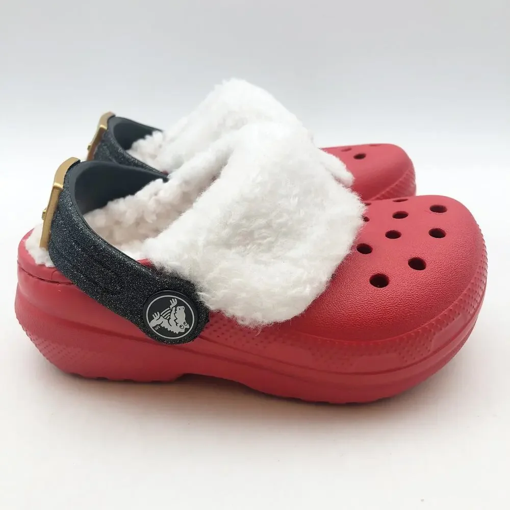 Crocs Little Kids Santa Classic Clogs Size C 8 Festive Red White Black NWT